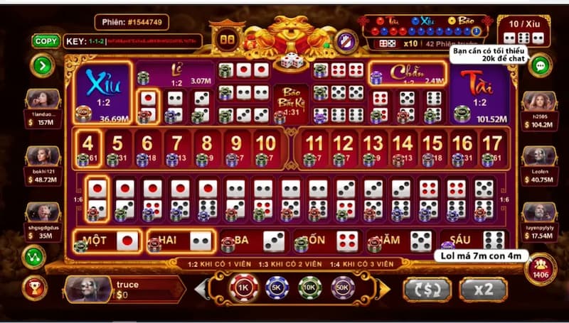 Sicbo online Moto88: Hướng dẫn từ A đến Z cho newbie 3 Các cửa cược Sicbo